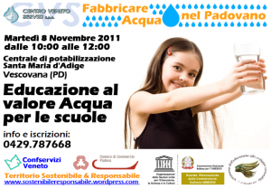 EDUCAZIONE ALL’ACQUA: 8 novembre, Centrale di potabilizzazione CVS di Santa Maria d’Adige a Vescovana (PD)