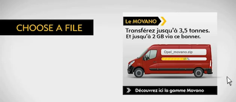 Complimenti:-) Il banner che fa filesharing, come un furgone. Da Opel Complimenti:-) Il banner che fa filesharing, come un furgone. Da Opel