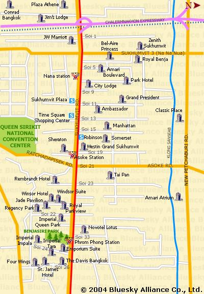 Mappe Bangkok - Metro MRT-Skytrain BTS -  Boat e quartieri di Bangkok