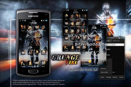 Tema / Theme gratis per Samsung Wave Bada 2.0 : Grunge Fire