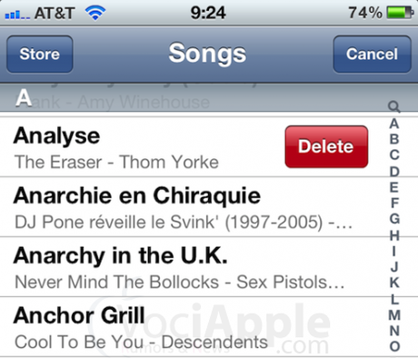iOS 5 cancellare canzone Trucchi iOS 5:eliminare una canzone direttamente dall’iDevice!