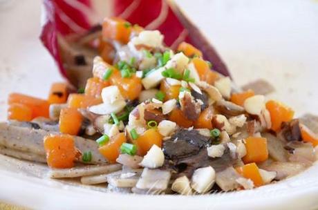 pizzoccheri 2 Pizzoccheri con zucca, trevisana e noci brasiliane.