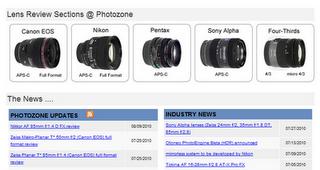 Photozone archivio di obiettivi Canon Nikon Sigma Sony Tamron