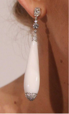 Lorraine Schwartz White Stone and Diamond Drop Earrings 