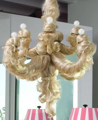Barbie hair chandelier