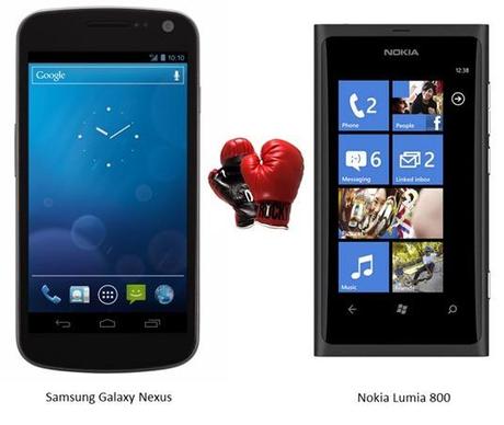 Galaxy Nexus Vs. Nokia Lumia 800 : In un colpo d’occhio