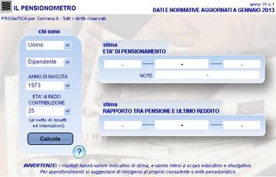 Un calcolatore per scoprire quando andremo in pensione