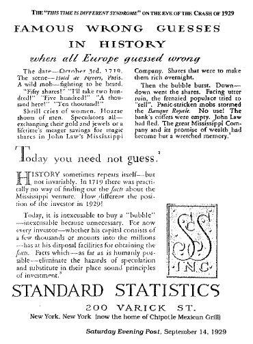 Saturday Evening Post 1929 09 14  Il perfetto Default.  1929, e la strana storia della Mississippi Company di John Law e della Banque Royale