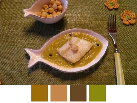 baccala con ceci e crema di pomodori verdi Baccalà con crema di pomodori verdi & ceci