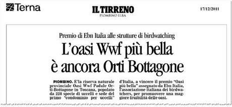 Flavio Cattaneo (Terna): Orti Bottagone è Oasi più bella per il birdwatching 2011