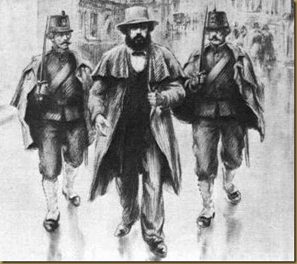 Karl Marx arreted in Brussels, 1840s