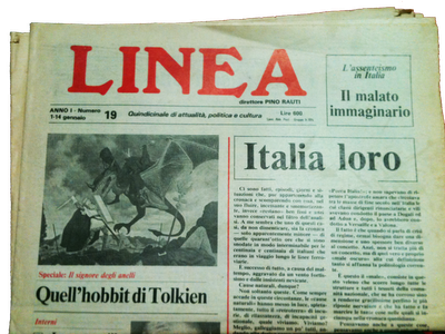 Un poster ispirato a Tolkien in un inserto del quindicinale Linea del 1979