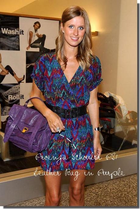 Nicky Hilton: Proenza Schouler  PS1 leather bag in purple