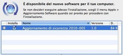 Aggiornamento Sicurezza per Mac OS 10.5 e 10.6