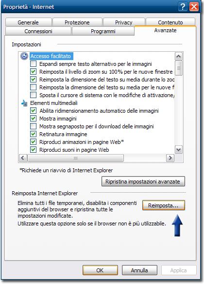 Ripristinare Internet Explorer in pochi click