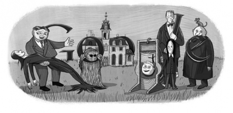 La famiglia Addams nel doodle di oggi