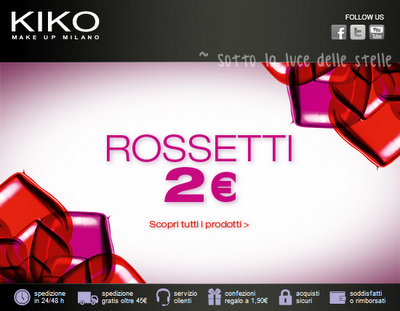 Promotions: Kiko - rossetti a 2€