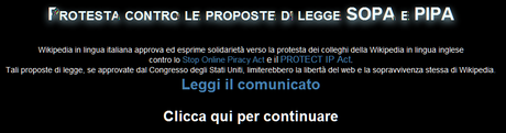Wikipedia Italia - protesta SOPA