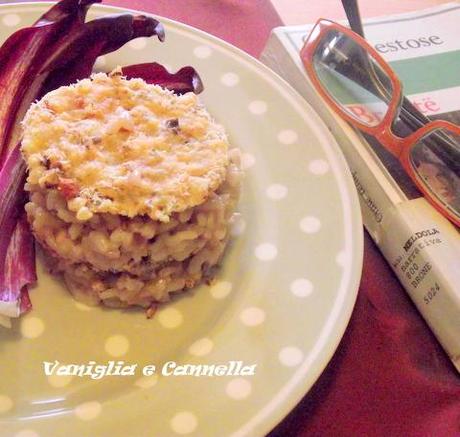 Risotto con cialda di parmigiano alle nocciole