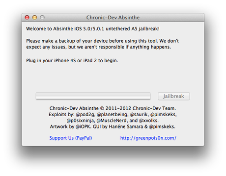 Rilasciato “Absinthe”, il tool per effettuare il jailbreak untethered dell’iPhone 4S e iPad 2