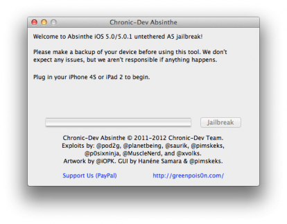 Guida: Effettuare il jailbreak untethered su iPhone 4s (iOS 5.0 / 5.0.1) e iPad 2 (iOS 5.0.1) con Absinthe