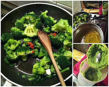 LINGUINE CON CREMA DI BROCCOLI E BROCCOLETTI