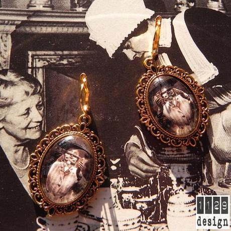 BLFOTO orecchini dorati foto antica vintage fotografa photo frame earrings 1129design