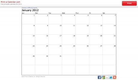 Print a calendar1 Un calendario semplice ma funzionale con Print a calendar