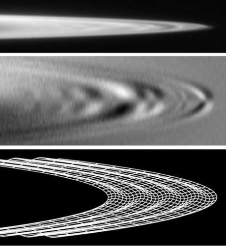 Increspature sugli anelli dei pianeti causate da detriti cometari