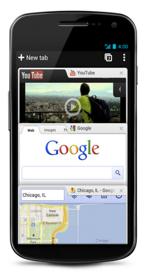 Disponibile Google Chrome per Android Phone vert tabs Disponibile Google Chrome per Android