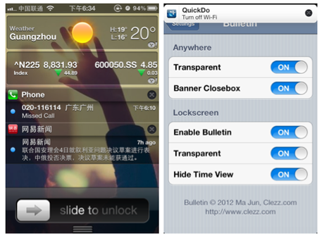 Schermata 2012-02-11 a 12.37.10 Schermata 2012 02 11 a 12.37.10 Bulletin, per avere il Centro Notifiche nella LockScreen di iPhone