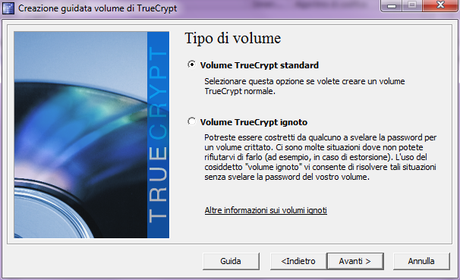 Tipo di volume TrueCrypt, privacy senza intoppi!