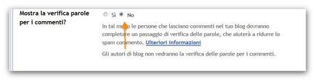 Come togliere la verifica parola sulla piattaforma Blogger