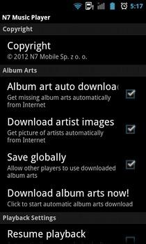 N7 Music Player Android Settings Main N7 Music Player: Ottimo player musicale alternativo per Android