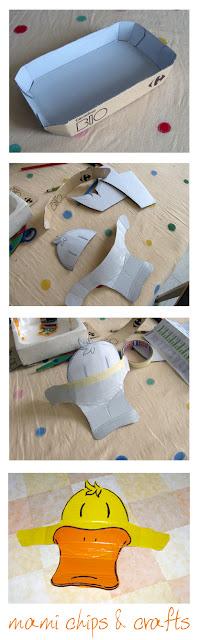 maschera da papero riciclando una vaschetta di cartone... maschera da papero riciclando una vaschetta di cartone...