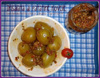 INSALATA DI PATATINE NOVELLE CON BRUSCHETTA OLIVE E CILIEGINO 