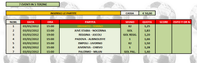 Sistema ridotto, 7 eventi in 5 terzine...