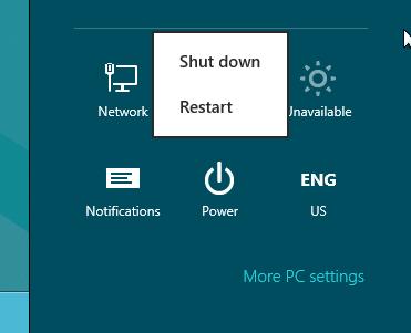 Windows 8 options to shut down and restart.png.pagespeed.ce.F8Lzb1R6V2 Come spegnere e riavviare Windows 8