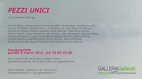 Pezzi Unici: mostra collettiva di fotografia – Galleria Gallerati di Roma. Inaugurazione giovedì 8 marzo