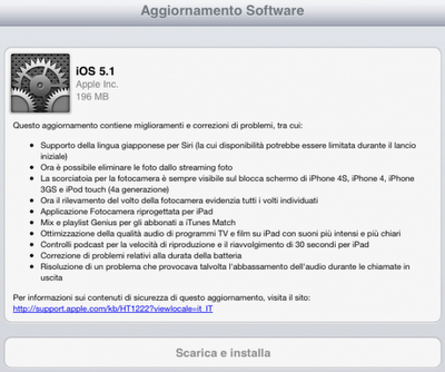 Arriva iOS 5.1