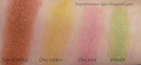 I miei ombretti Neve Cosmetics, Swatches