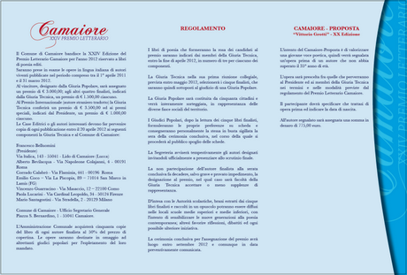 Premio Letterario CAMAIORE 20012 - XXIV edizione