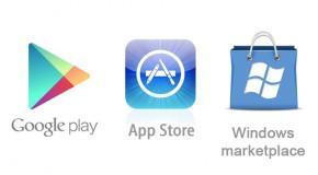 Google Play - Apple App Store - Windows Marketplace