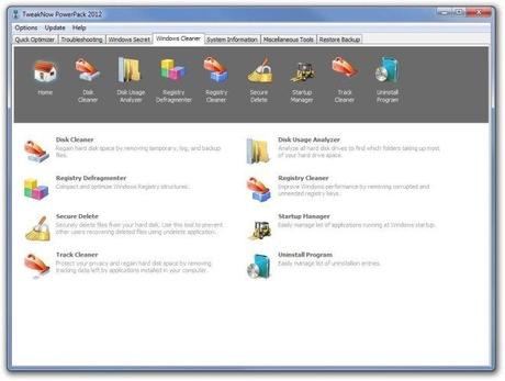 TweakNow PowerPack 2012 Windows Cleaner Velocizzare e ottimizzare Windows: TweakNow PowerPack 2012