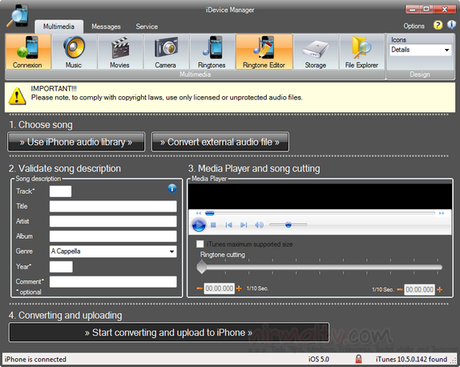 Ringtone editor Ringtone editor iDevice Manager, un ottimo programma per gestire liPhone dal PC