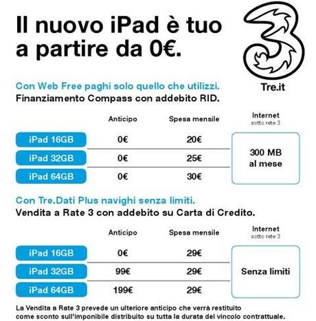 iPad 3 H3G Nuovo iPad 3 di Apple oggi in Italia, ecco le tariffe degli operatori