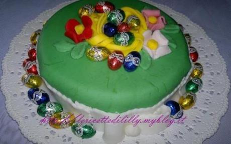 torta,pasqua,decorata,pasta,zuchero,nido,uova,