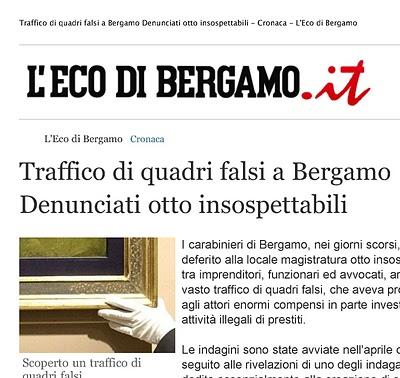 L'Eco di Bergamo informa del traffico di quadri falsi in città...