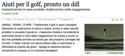 Meno scuola, meno Sanità, più Golf