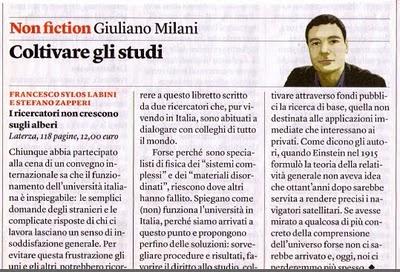 Coltivare gli studi (Giuliano Milani, Internazionale 12 marzo 2010)